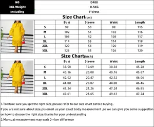 Detailed size chart for ruffle dress including cm and inch measurements from S to 3XL