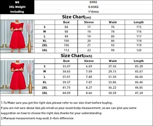 Guide des tailles détaillé pour robe rouge élégante femme du S au 3XL avec mesures