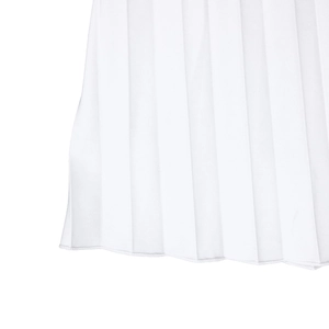 Detailed view of the sharp pleated hem and neat stitching of the white summer A-line dress