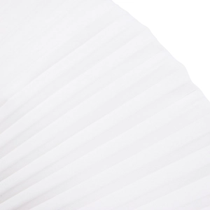 Macro detail of high-quality white pleated chiffon fabric showing fine texture and folds