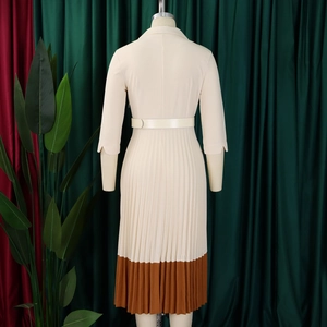 Détail de l'ourlet plissé et du design contrasté à l'arrière de cette robe élégante chic