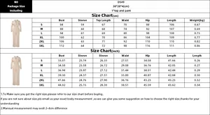 Size chart for women's elegant ruffle top and wide-leg pants two-piece business suit set