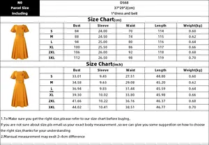 Detailed size chart for square neck high waist dress with bust and waist measurements