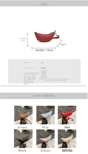 Detailed size specifications and color options for the minimalist PU croissant bag