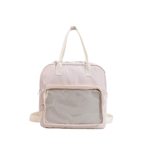 Light pink multi-purpose transparent crossbody backpack with adjustable straps