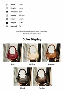 Tableau des tailles avec dimensions et matériau PU pour le sac à bandoulière rétro