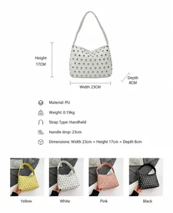 Tabella taglie dettagliata e specifiche della borsa sottobraccio in pelle PU borchiata
