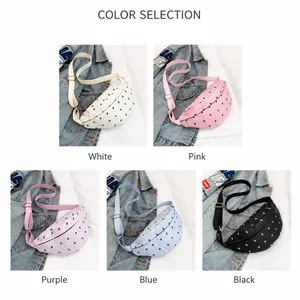 Quilted crossbody bag available in white, pink, purple, blue, and black color options