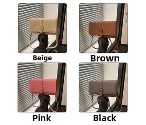 Détails de sacs bandoulière à texture tissée en beige, marron, rose et noir chic