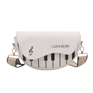 Petit sac à bandoulière motif piano rétro avec imprimé musique et sangle tissée