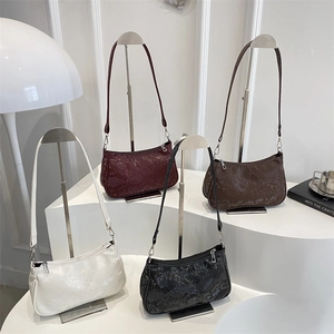 Sac sous le Bras en Cuir PU pour Femme Motif Serpent Rétro Sac à Épaule Grande Capacité Sac à Bandoulière Carré