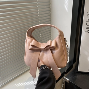 Borsa a Spalla da Donna in Pelle PU con Fiocco Borsa a Tracolla con Catena Minimalista Borsa Hobo alla Moda per Pendolarismo Quotidiano