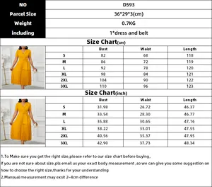 Detailed size chart for the pleated V-neck high waist dress showing S to 3XL measurements