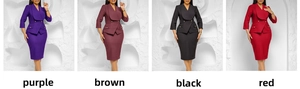 Detail von Business-Rock-Sets in den Farben Lila, Braun, Schwarz und Rot für Damen