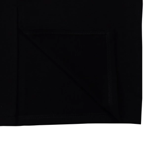 Close-up of double-needle stitching on black knit dress hem showing sewing detail