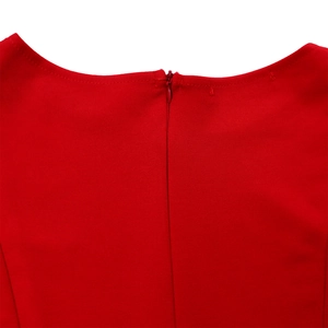 Close-up of high-quality red summer dress with elegant back invisible zipper detail