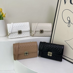 Women Quilted Crossbody Bag Fashion PU Leather Rhombus Shoulder Chain Bag Small Square Flap Handbag For Daily Dating
