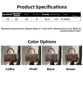 Größenangaben und Maße der Leopardenmuster Schultertasche inklusive Riemendetails