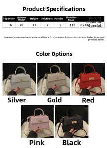 Detailed size chart and dimensions for the high-quality sequined mini handbag for women