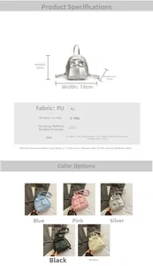 Spécifications de taille détaillées et options de couleurs du mini sac à dos à nœud