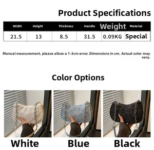 Detailed size chart for minimalist underarm bag showing dimensions and floral texture