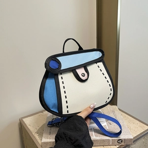 Creativa Borsa a Tracolla Stile Manga 2D Per Donna Simpatica Borsa a Mano in Poliestere a Cartoni Animati Borsa a Tracolla a Grande Capacità alla Moda