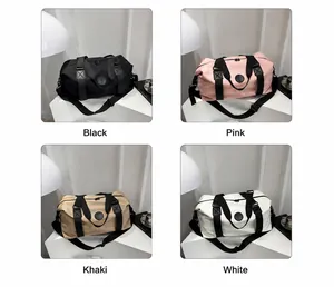 Detailed comparison of high-capacity travel bags in black, pink, khaki, and white options