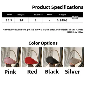 Details zur herzförmigen Abendtasche mit Perlengriff und Maßen in vier Farben
