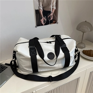 Sac de Voyage en Tissu Oxford Grande Capacité Imperméable Multifonctionnel Fitness Sport Sac à Main Couleur Unie Style de Rue