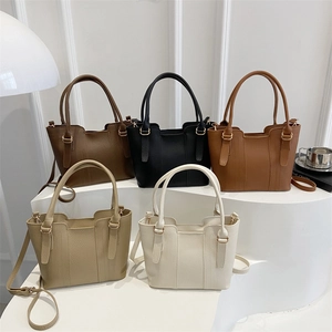 Sac Seau pour Femme en Cuir PU Mode Motif Litchi Minimaliste Sac en Bandoulière Avec Bandoulière Réglable Sac à Main Vintage Sac Quotidien