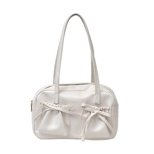 Sac cabas beige épuré avec poches à nœuds et longues anses pour épaule