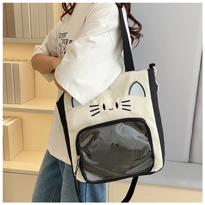 Detail der süßen Katzentasche mit transparentem PVC-Fenster für Ita-Bag-Dekorationen