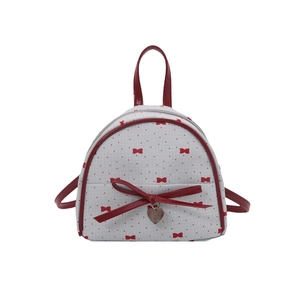 Mini mochila blanca con lunares rojos, lazo y colgante de corazón al estilo coreano