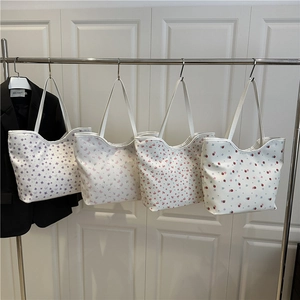 Floral Printed Tote Bag Large Capacity Canvas Shoulder Handbag With Magnetic Buckle For Women Commuting Casual Summer