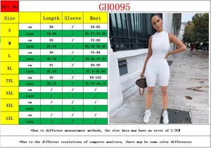 Detailed size chart for women street style polyester jumpsuit with measurements for S to 5XL