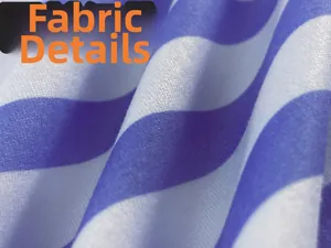 Dettagli del tessuto a maglia a righe ondulate blu e bianche per top da donna