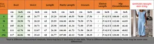 Size chart for women's two-piece casual set with sleeveless top and wide leg pants