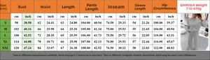 Size chart for autumn loungewear set including bust, waist, and length measurements