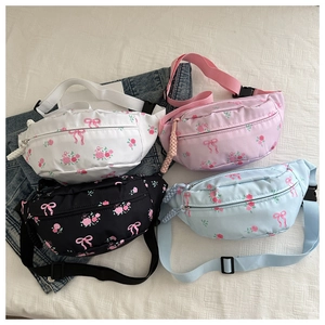 Sacs bananes en nylon à fleurs et nœuds en quatre couleurs avec sangle réglable