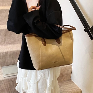 2025 fashion large capacity tote bag with lychee texture and stylish shoulder straps