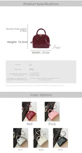 Detailed size chart and multi-color selection for textured PU leather shell crossbody bag
