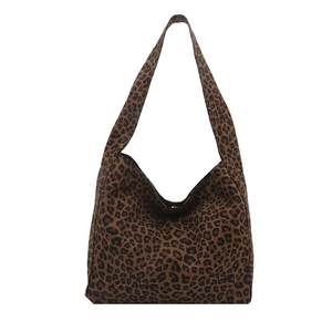 Fashionable leopard print hobo tote bag with wide shoulder strap for women