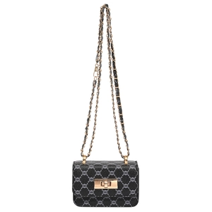 Mini sac bandoulière vintage avec motif monogramme gris et chaîne dorée
