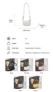 Detaillierte Größenangaben für diese kleine quadratische PU-Ledertasche mit 16x11x5cm Maßen