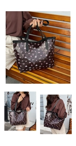 Grand sac fourre-tout à imprimé floral rose et nœuds avec bandoulières noires élégantes