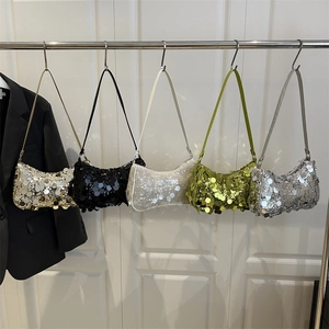 Sac Sous le Bras à Paillettes à la Mode pour Femmes Grande Capacité Sac Hobo à Épaule Métallique Brillant Chic Été Fête Banquet