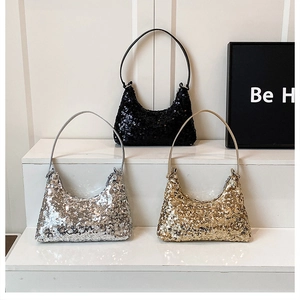 Borse hobo glitterate in nero, argento e oro con eleganti manici curvi