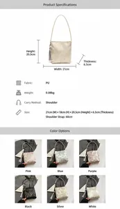Spécifications de taille et six couleurs de ce sac seau fleuri de style chinois
