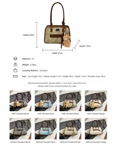 Detaillierte Größenangaben für die PU-Leder-Schultertasche mit Maßen und Spezifikationen