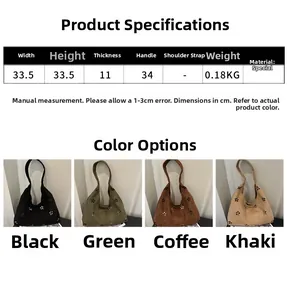 Especificaciones de tamaño y opciones de color para el bolso tote grande de ante